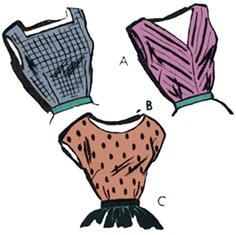 1950er-Rockabilly-Top-Muster, einfach zu nähen, drei Stile, Brustumfang 96,52 cm