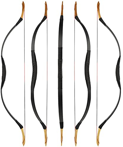 wolfman Traditionelles Bogen Recurvebogen Langbogen Sportbogen Bogenschießen Jagdbogen handgefertigter Holzbogen asiatischer mongolischer Bogen für Erwachsene Teenager Linke rechte Hand(D, 30Lbs)