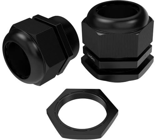 Lumonic 2x Kabelverschraubung M50 PG42 IP67 metrisch d32-38mm I Kabeldurchführung wasserdicht in schwarz I Verschraubungen, Schlauchdurchführung M50 PG42