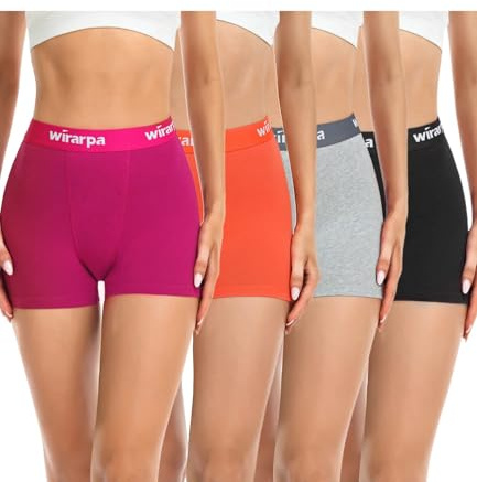 wirarpa boxershorts för damer i bomull, 7,6 cm innersöm, damers säkerhetsboxershorts mot skavning, boxertrosor i 4-pack., L