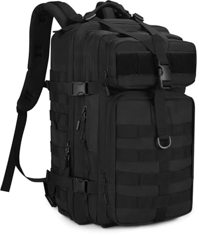 HUNTVP 1000D taktisk ryggsäck 45 l militär MOLLE ryggsäck 3 dagars överfallspaket armé camping vandring ryggsäck utomhus ryggsäck, Svart, 40L, Utomhus