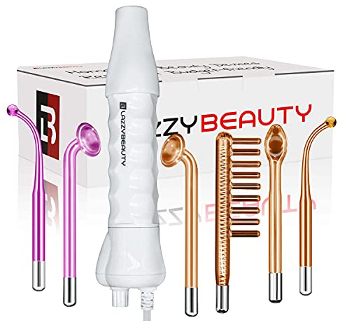 Lazzybeuauty High Frequency Facial Machine Portable Handheld Skin Therapy Wand Mushroom Electrode Bent Tube Neon - Wrinkle Acne Removal Face Lift Skin Tightening Puffy Eyes Highfrequency Toning Device