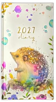 Orbitron 2027 Diary Slim Size | Week to View 12-Month Agenda | Portable Full Year Journal & Calendar Planner (Hedgehog)