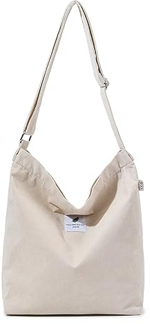 Jiliyote Cord Umhängetasche Damen Groß Mit Reißverschluss - Schultertasche, Beuteltasche für Mädchen, Schule, Uni, Einkauf, Büro
