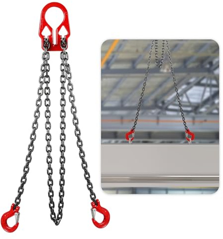 BEAMNOVA Lifting Chains with Adjuster Hooks, 5/16 Inch x 10 Ft, 7000lbs / 3.18 Tons, Chain Slings for Engine Hoist 2 Legs Industrial Grab Hook Heavy Duty