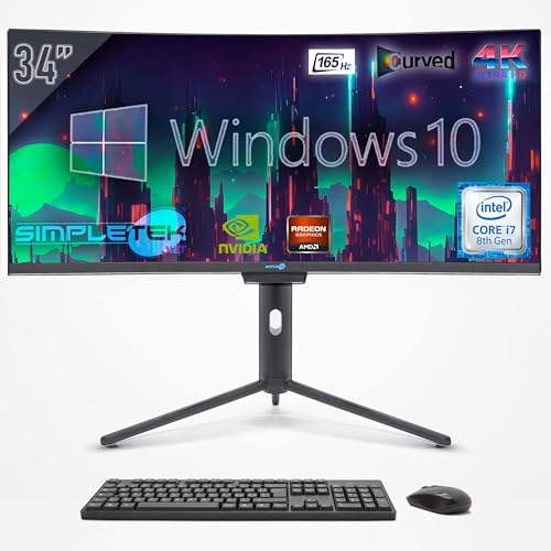 SIMPLETEK - All in One PC mit 34 4K Wide Curved Bildschirm | Intel Core i7 Prozessor | Windows 10 Pro | 32GB RAM SSD 2TB | GTX1650 4GB | Integrierte 2K Webcam