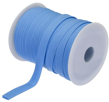 sourcing map 1/2 Zoll Doppelfalz Schrägband Polyester Kontinuierliches Schrägband in Großpackung zum Nähen, Säumen, Quilten, Einfassen von Handwerk (Blau, 55 Yards)