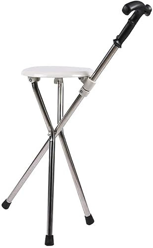 Gehstock mit Sitz, Edelstahlstuhl, klappbarer Sitz, PP-Kissen, 22 mm Edelstahlrohr, geeignet für ältere Menschen, sicher, praktisch, Geschenk der Liebe für ältere Menschen