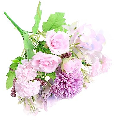 Zerodeko Kunstblumen Pflegeleicht Künstlicher Blumenstrauß aus Seidenstoff Rote mit Lebensechtem Aussehen und Hochzeit Tischdeko Innenraumdekoration