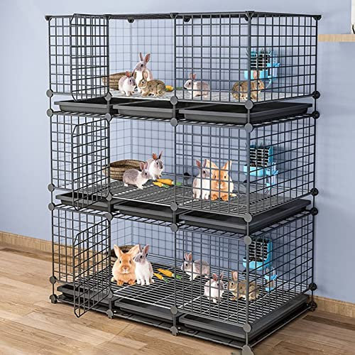 Kaninchenkäfig – Kleintierkäfig, Chinchillakäfig, Hasenkäfig für den Innenbereich, Meerschweinchenkäfig, Innenlebensraumkäfig mit wasserdichter Kunststoff-Bodenschale, Laufstall für kleine Haustierhas