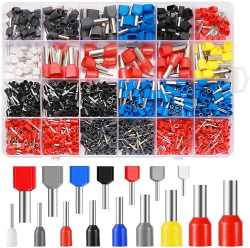 CoKeeSun 900 Pièces Embouts de Cablage, 0.5-16mm² Cosses et Kits, Embouts de Câble Isolés Double, Cosse à Sertir Viroles Connecteur pour Connexion de Fils, Pince Électricien