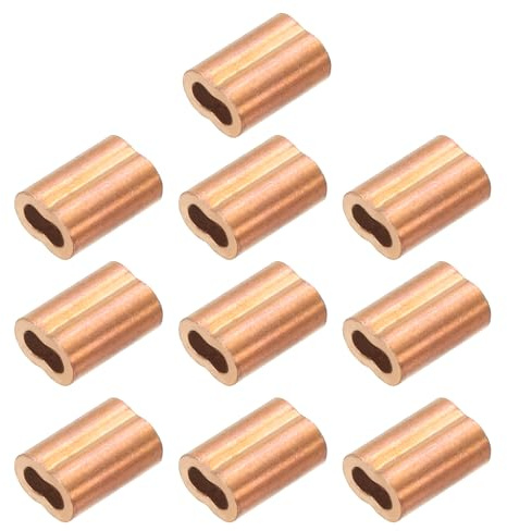 PATIKIL M3.0 (1/8 tum) Koppar krympögla hylsa, 10-pack vajerhylsa kabelklämmor för kabelhylsa, vajer och kabellinjeändsortiment