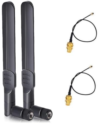 KHIYQILO Antenna WiFi RP-SMA Maschio 8dBi 2.4GHz 5GHz 5.8GHz Set di 2 Antenne Dual Band Cavo Coassiale a RP-SMA Femmina 25cm per ESP32 IP Camera Scheda di Rete Router WiFi