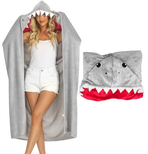 Hai Decke, Geschenke für Frauen Damen, Shark Tragbare Decke Sofadecke Sloth Kuscheldecke Flauschig Cartoon Kuscheldecke Niedliches Tiermuster Wohndecke