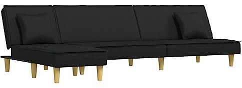 HETFTJN Outdoor Sofa Schlafsofa Wohnzimmer Couch Sofagarnituren - Schlafsofa in L-Form Schwarz 255x140x70 cm Stoff für Schlafzimmer Büro Jugendzimmer Sitzzimmer