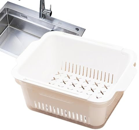 Rrlihjgu Cesta coladora de cocina, cesta escurridora de cocina - Cesta coladora extensible para fregadero | Cesta escurridora ajustable de doble capa para lavar verduras suministros de cocina para
