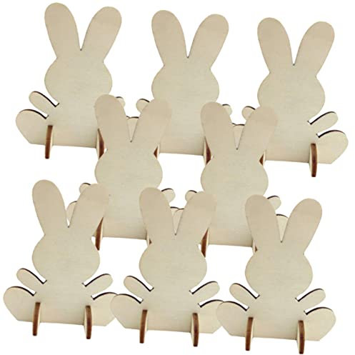 NUOBESTY 8stücke Osterhasen Holzfiguren -ausschnitte Für Diy-bastelarbeiten Osterdekorationen Aus Massivholzplatten