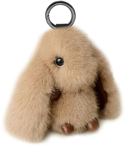Xsclpomddy Plüsch Hase Schlüsselanhänger Plüsch-Häschen 3.9in Schlüsselanhänger Pom Poms Taschenanhänger Handtasche Autoschlüssel Dekoration