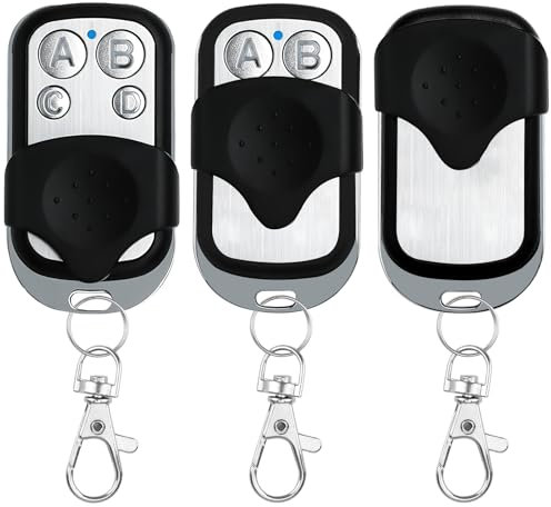 3Pcs Universal Garage Door Opener Remote, 433.92 MHz Electric Gate Remote Control with Key Cover Slide, Garage Remote Control Key Fob