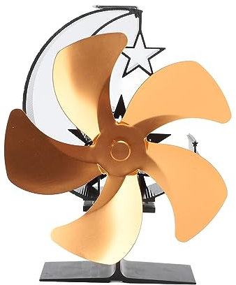 Gavigain Heat Powered Stove Fan, Heat Circulation, Silent Usage, Ideal for Wood Stoves, Fireplaces, Camping, Ice Fishing, Outdoor Use (Gold)