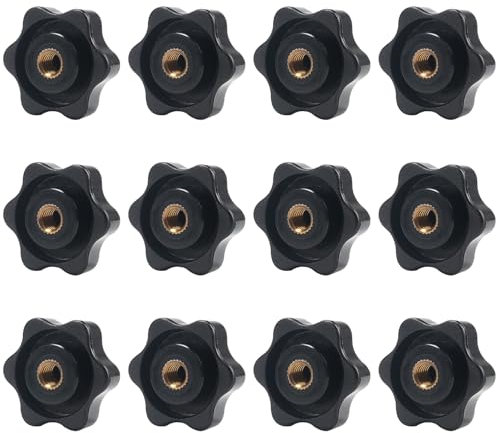 KINDPMA 12 Pièces M8 Écrou de Poignée Étoile Diamètre Extérieur 38 mm Plastique Écrou à Oreilles Écrou Moleté Tête de Vis en Étoile pour Mécanique, Meubles, Machines-outils, Appareils électroniques