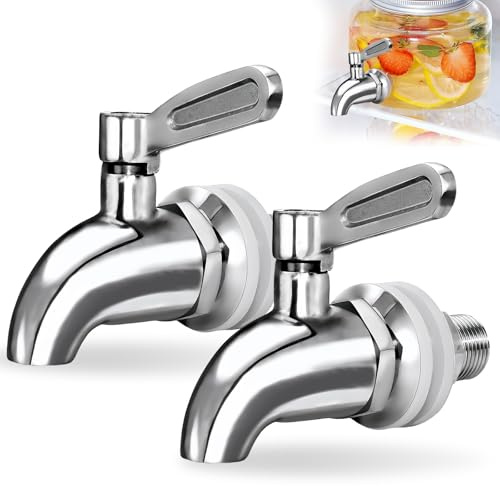 Lot de 2 Distributeurs de Boissons en Acier Inoxydable avec Robinet de Rechange pour Fût de Bière et Eau