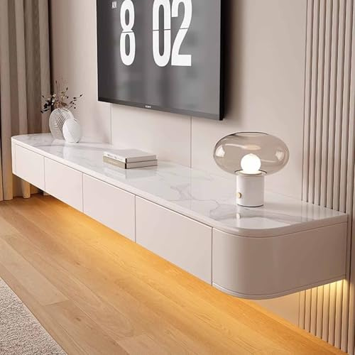 GLMGBP Hängender TV-Schrank aus Holz, an der Wand montierte TV-Bank, Multimedia-Konsole, Wohnzimmer-TV-Einheit, Medien-Wandschrank (240 cm)