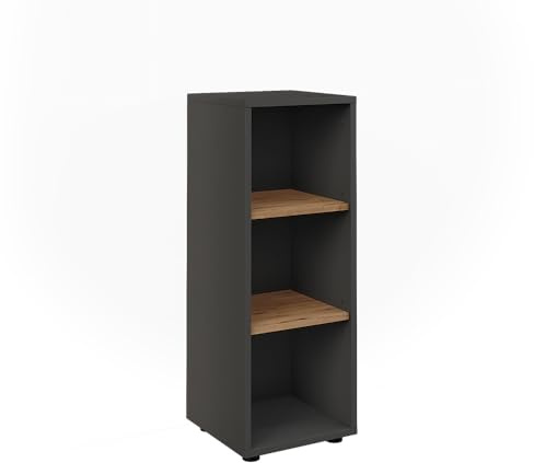 Vicco Midischrank Irma, Anthrazit/Goldkraft Eiche, 30 x 81 cm | mit 3 Ablagefächern, zur Aufbewahrung von Badutensilien und Pflegeartikeln