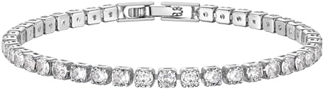 Just Being Cute Tennis Bracelets for Women, Silver/Gold Bracelet for Women Pink Blue Birthstone Jewelry Birthday Gifts Width 3mm,Length 16.5cm