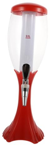 LIGIGWASH Dispensador de Bebidas Portátil con Grifo Torre de Cerveza Roja para Fiestas Bares y Restaurantes Base Estable Antideslizante Diseño Práctico y Fácil de Usar