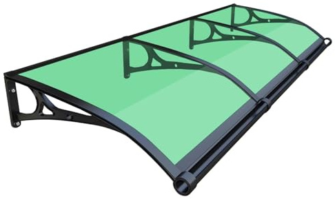Awning for Door Entrance, Window Awnings Exterior with Aluminum Bracket Polycarbonate Board, Awnings Outdoor Front Door Patio for Sun Shutter UV Rain Protection(Grass green,60x520cm)