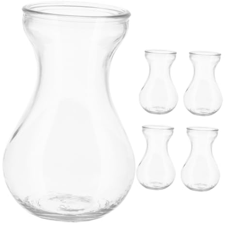CONGARTENO 5Pcs Creative Glass Flower Vase for Desktop Hyacinth Bulbs Transparent Hydroponic for Home Office Table Decoration