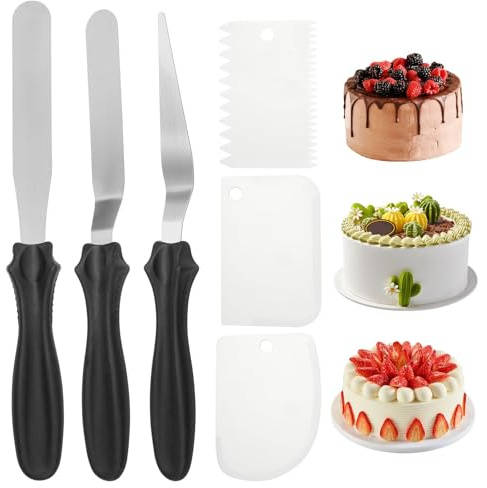 6Pcs Palette Knife Baking Reusable Cake Spatula with 12/13cm Metal Blade