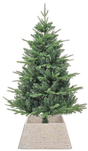 vidaXL Collier de Sapin de Noël Blanc 70 x 70 x 28 cm Jacinthe d'eau, Salon, déco Moderne, Jupe d'arbre carrée, Ornement Durable, Base décorative, Collier Festif
