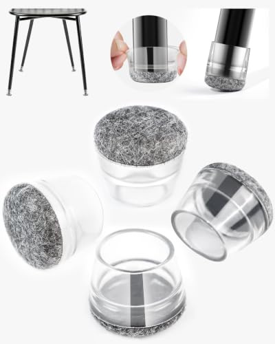 yomanta Protezioni per Gambe di Sedia 24PCS, Coprisedie in Silicone e Feltro, Pastiglie Protettive per Piedi di Mobili, Proteggono i Pavimenti dai Graffi, Riducono il Rumore - Tondo, Grigio XS (Adatto