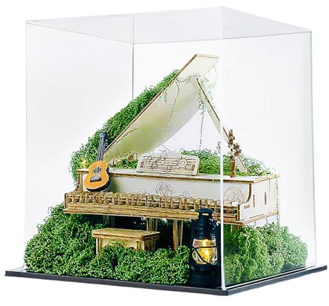 GARBODIY Music Lovers Gifts Moss Piano Diorama DIY Kit Wooden Puzzle Music Box with Lights for Singer Fans Taylo Folklorian Inspired Craft Project 1 Pack
