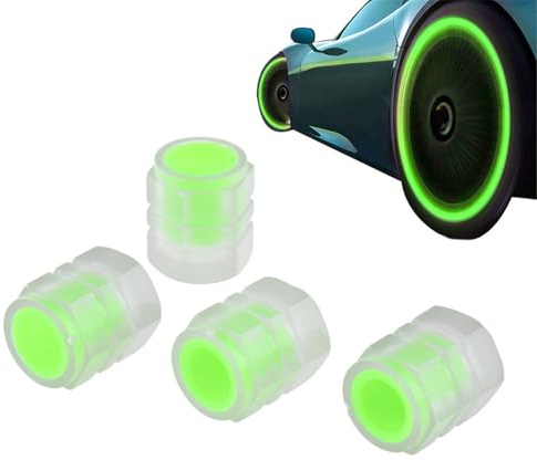 Leuchtende Ventilkappen, 4 Stück Leuchtendes Auto Reifenventil, Reifenventilkappen, Autoventil Kappe, Universelles ZubehöR für Autos, Lkws, Suvs, MotorräDer Und FahrräDer