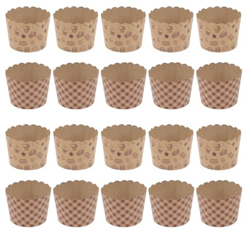 TOYANDONA 100 Pirottini di Carta Kraft Piccoli Motivo Quadrato e Cupcake, Pirottini Anti-olio per Muffin e Mini Torte, Accessori Usa e Getta per Feste, Matrimoni e Cucina Domestica