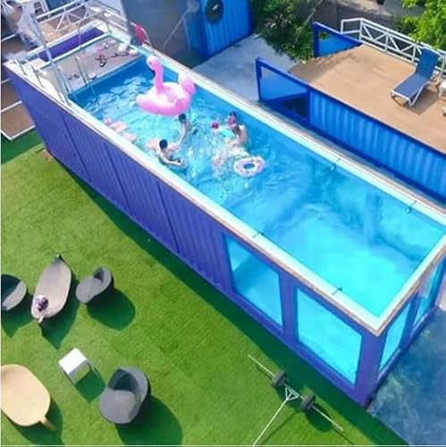 Piscina de fibra de vidrio, tamaño familiar para exteriores, construcción duradera