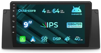 Autoradio da 9 pollici per BMW X5 E53 1999-2006 | Android Radio 8-core 4+64GB con Wireless Carplay/Android Auto Bluetooth WiFi 4G GPS Navi DSP FM AM RDS SWC DAB+ opzionale