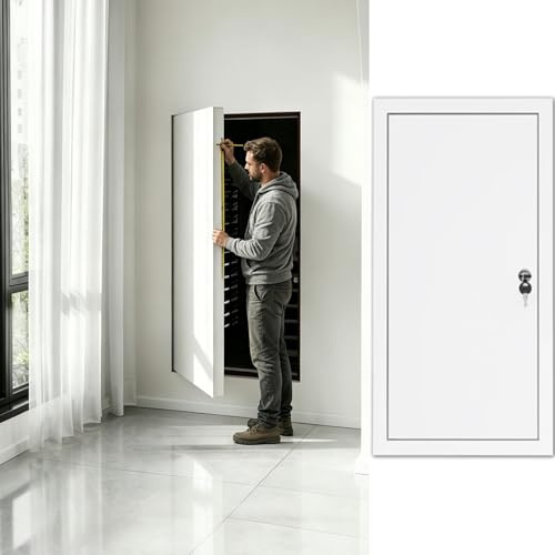 Aluminiumlegering åtkomstpaneldörr med lås, avtagbar VVS-inspektionslucka för hem, garage, kontorsrenovering eller reparation (vit, 40x65cm/16x26in)