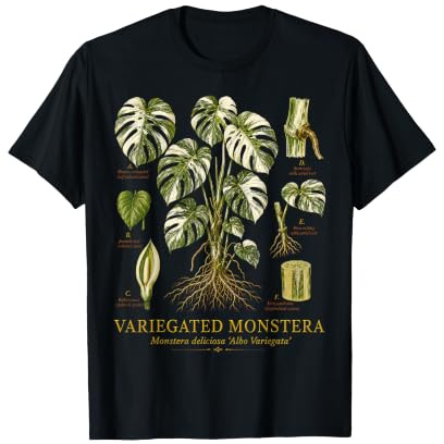 Variegated Monstera Albo Vintage Botanical Anatomy Study T-Shirt