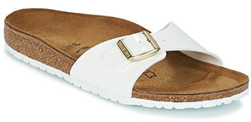 BIRKENSTOCK Damen Madrid Birko-Flor Pantoletten, Gr.-40 EU, Weiß (Weiss Lack)