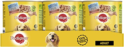 Pedigree Hundefutter Nassfutter 3 Sorten Rind, Lamm, Huhn, 1er Pack (1 x 9.6 kg)