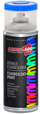Ambro-Sol V400FLUOR5 Smalto / Vernice Finiture Speciali Fluorescenti, Ideale per Materiali che si Trovano all’Interno Abitazioni, Bomboletta Spray in Banda Stagnata Riciclabile 400 ml, Blu