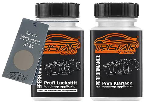 TRISTARcolor Autolack Lackstift Set für VW/Volkswagen 97M Anthrazit Metallic Basislack Klarlack je 50ml