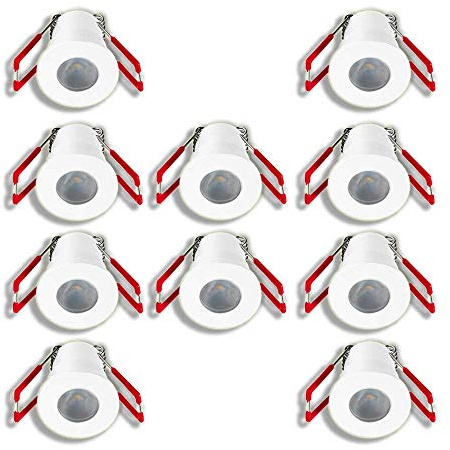3W LED Mini Einbaustrahler, IP65 Wassergeschützt, Warmweiß, Dimmbar, Funk, Minispots für Innen- und Außenbeleuchtung ideal für Terrassenüberdachung, Bad, etc (Weiss, 10x Minispot)