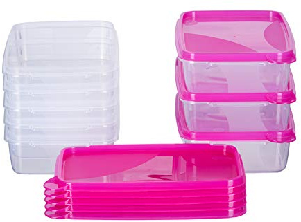 MiraHome Gefrierdosen 8x0,75L rechteckig pink – Vorratsdosen mit Deckel luftdicht – Transparente Frischhaltedosen – Aufbewahrungsbox Küche für Mealprep & Organisation – Austrian Quality