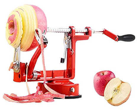 MASII Kartoffelschälmaschine Apfelschneider Edelstahl Apfelschälmaschine,Red