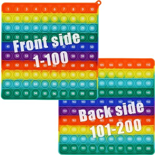 PETBSNVB Double Side 1 100 200 Pop it, Chart, Numbers, Row Counter Knitting Crochet, Stitch Counters Crocheting Square Popper Fidget Sensory Toy, Educational Tool, Great Gift for Birthdays, Christmas